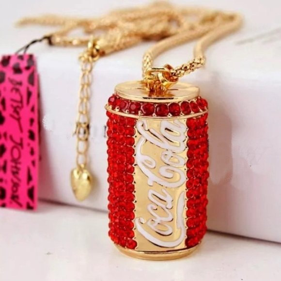 Betsey Johnson Coca Cola Coke Can Necklace NWT Perfect Cond 32" - Picture 3 of 3